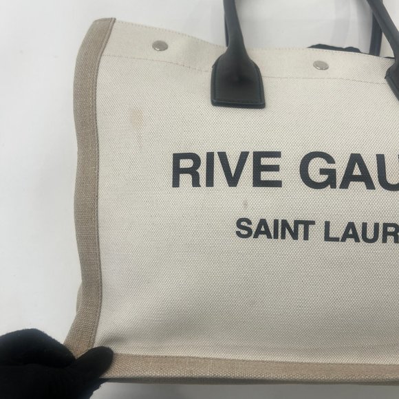Saint Laurent Beige Canvas Linen Small Rive Gauche Tote - Picture 13 of 13